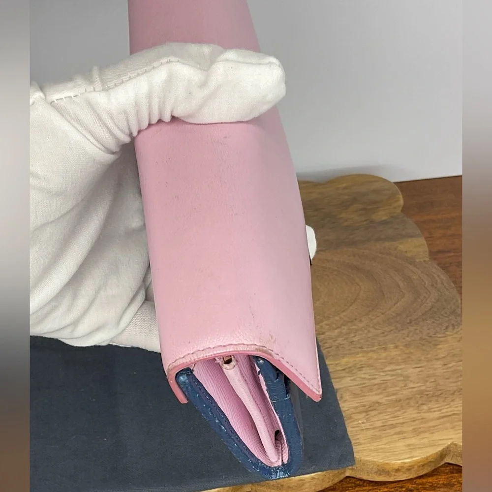 Fendi 2Jours Envelope Continental Wallet in Blush Pink and Blue Leather - Picture 14 of 15